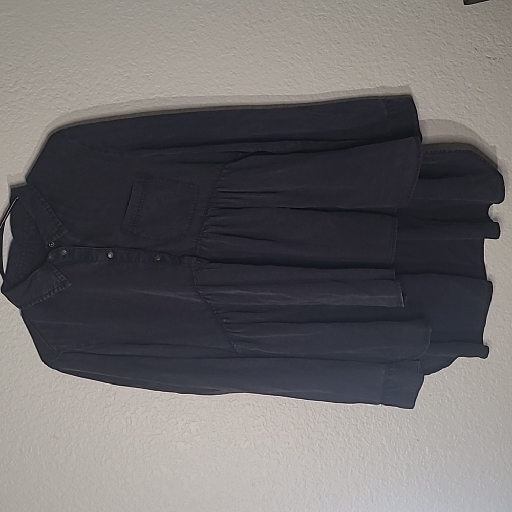 Zara Premium Denim High Low Size L Button Down Top